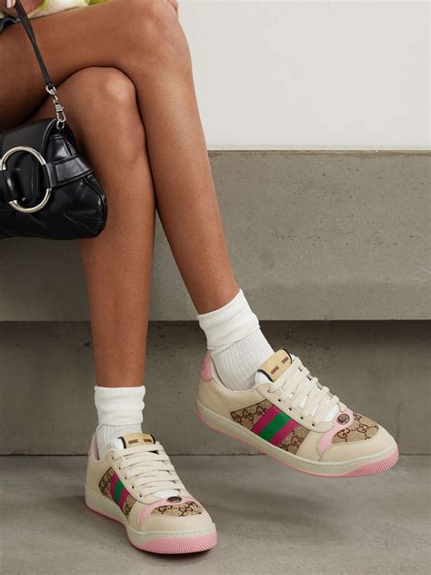 gucci leather and nylon sneaker|gucci screener sneakers women's.